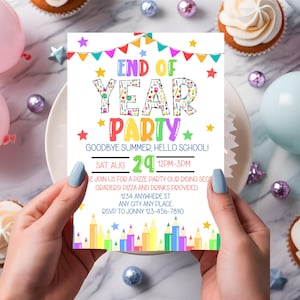 End of School Party Invitation: Editable Summer Invite (Digital Download)