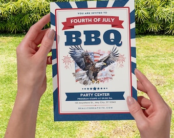 4th of July BBQ Invitation Template: Party in the USA (Digital Download)