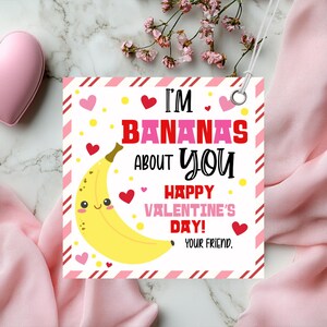 Étiquettes modifiables pour cadeaux Saint-Valentin bananes Saint-Valentin Je suis banane pour vous étiquette cadeau Saint-Valentin étiquette fruits Saint-Valentin étiquette cadeau salle de classe téléchargement immédiat