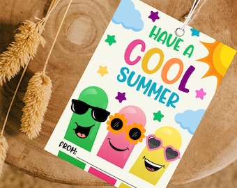 Cool Summer Ice Pop Tag, End of School Year (Digital Template)