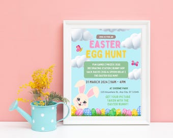 Easter Egg Hunt Flyer: Printable Party Invitation (Digital Download)