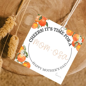 Etichetta stampabile MOM-osa modificabile / Etichetta regalo Mimosa / Download digitale / Etichetta regalo Mimosa per uno / Mom-osa