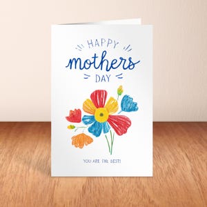 Tarjeta imprimible para el Día de la Madre: tarjeta floral para el Día de la Madre, tarjeta de felicitación digital, tarjeta de amor plegable, en blanco y personalizable, tarjeta de amor