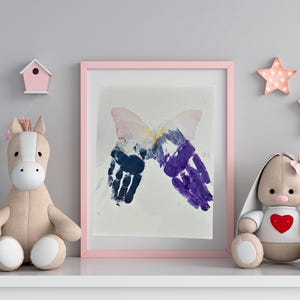 Mother&#39;s Day Gift Handprint Butterfly Art - Personalized Digital Download - Includes Versions with and Without Writing, Customizable for Mom