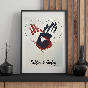 Mother&#39;s Day Custom Handprint Heart Art – Personalized Gift for Mom – Unique Handprint Love Keepsake, Heart shaped Handprints Art, For Mom