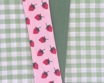 Strawberry Fabric Bookmark 7"