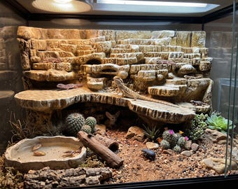 3D Printed Terrarium Background Wall Cliff – Customizable Reptile Rock Ledge Shelf