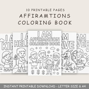 Affirmation Coloring Book for Kids: Confidence-Boosting Activity (Printable PDF)