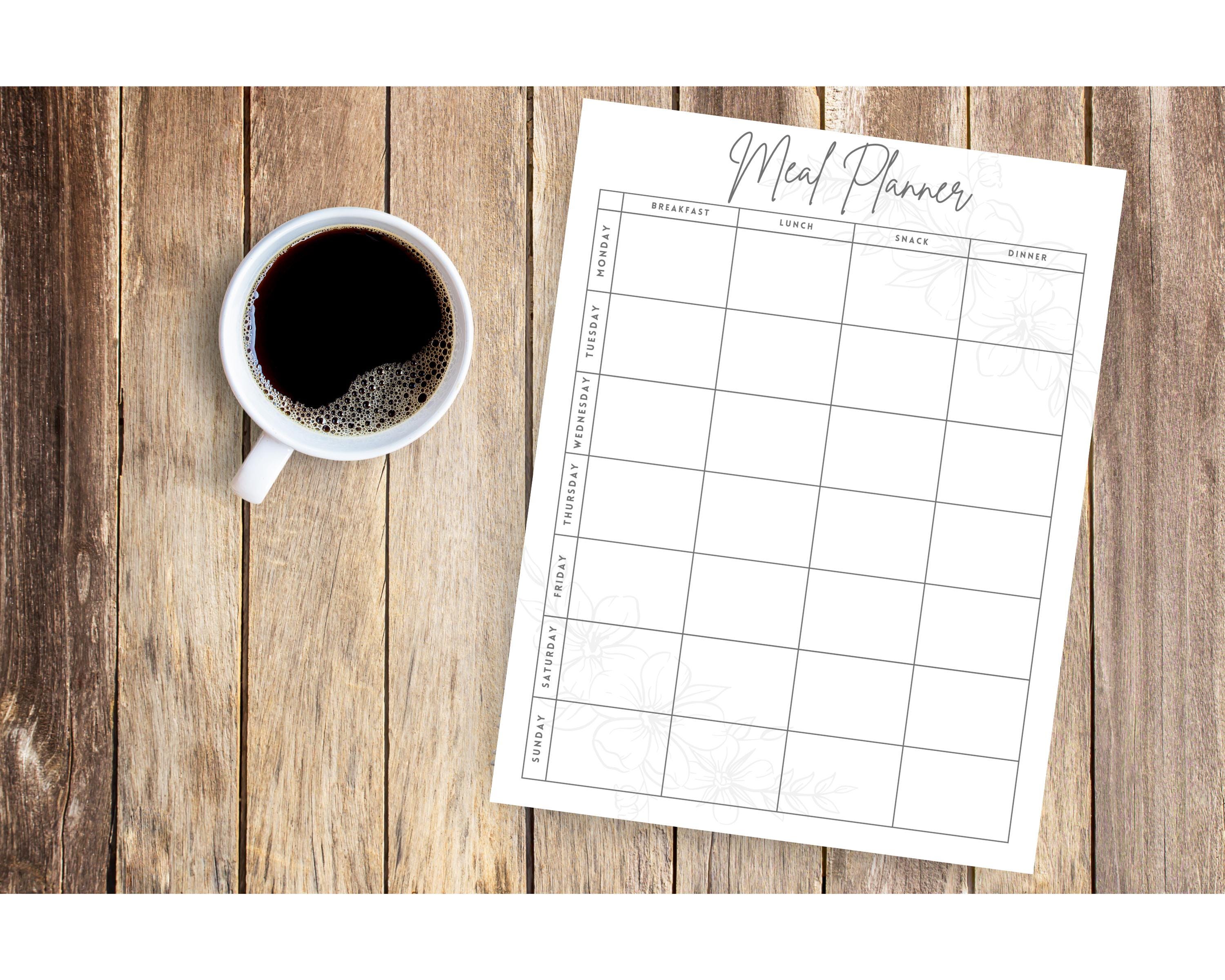 Minimalist Floral Meal Planner: Weekly Menu (instant PDF Download) - Etsy