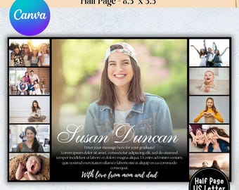 Senior Yearbook Ad Template Half Page, Editable Yearbook Ad, Graduation Gift, Half Page Senior Ad, High School Yearbook Ad, Canva Template