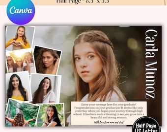 Editable Half Page Yearbook Ad Template, Senior Yearbook Ad, Graduation Gift, Half Page Senior Ad, High School Yearbook Ad, Canva Template