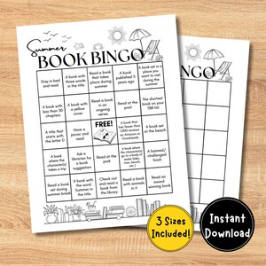 Printable Summer Book Bingo, Bookworm, Reading Challenge, Reading Journal, Reading Goals, Reading Tracker, Book Club Games A4, A5, US Letter
