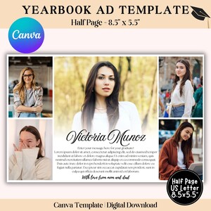 Half Page Yearbook Ad Template, Editable Senior Yearbook Ad, Graduation Gift, Half Page Senior Ad, High School Yearbook Ad, Canva Template