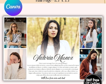 Half Page Yearbook Ad Template, Editable Senior Yearbook Ad, Graduation Gift, Half Page Senior Ad, High School Yearbook Ad, Canva Template