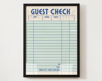 Blank Guest check Poster - Digital Download Print at Home