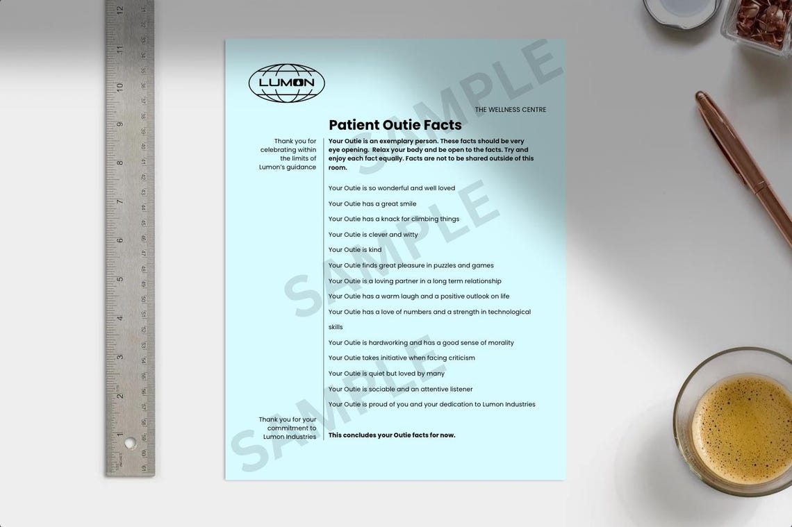 Severance Lumon Patient Outie Facts - Editable Canva Template - Etsy