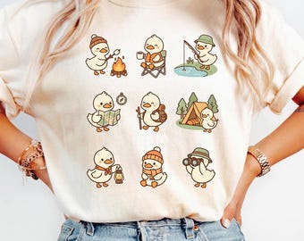 Comfort Colors® Cute Duck Camping Shirt, Funny Camping Duck, Kawaii Duck Shirt, Outdoor Camping Shirt, Cute Animal Shirt, Camper Gift Shirt