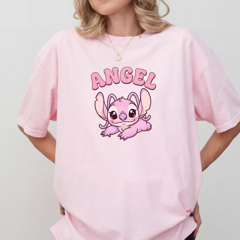 Comfort Colors® Angel Cute Cartoon Shirt, Pink Kawaii Graphic Tee, Aesthetic Soft Girl T-Shirt, Cute Character Top image 11
