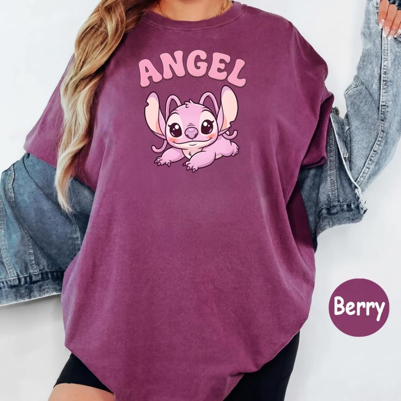 Comfort Colors® Angel Cute Cartoon Shirt, Pink Kawaii Graphic Tee, Aesthetic Soft Girl T-Shirt, Cute Character Top image 5