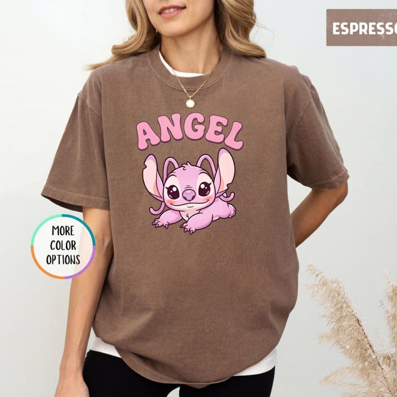 Comfort Colors® Angel Cute Cartoon Shirt, Pink Kawaii Graphic Tee, Aesthetic Soft Girl T-Shirt, Cute Character Top image 9