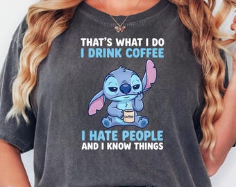 Comfort Colors® Funny Coffee Lover Shirt, I Drink Coffee I Hate People Tee, Sarcastic Introvert Graphic T-Shirt, Moody Humor Top