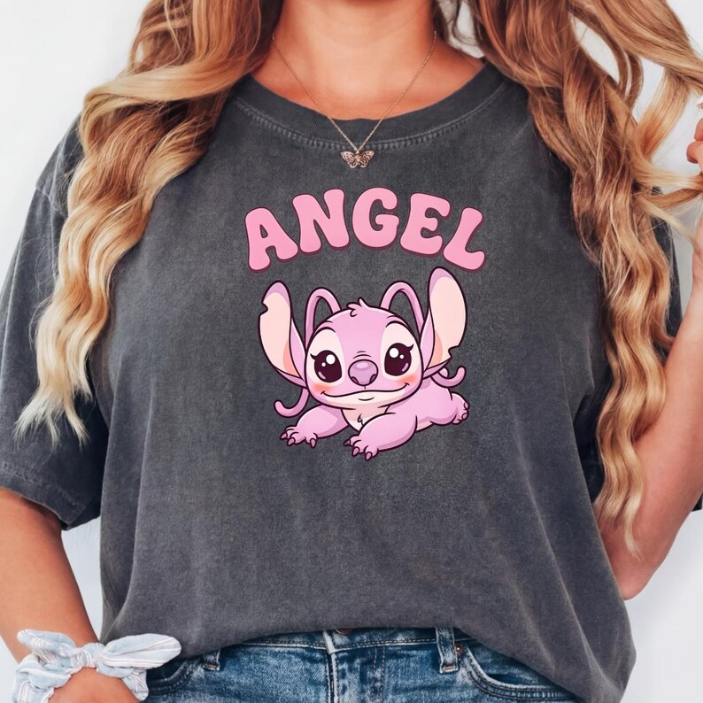 Comfort Colors® Angel Cute Cartoon Shirt, Pink Kawaii Graphic Tee, Aesthetic Soft Girl T-Shirt, Cute Character Top image 3