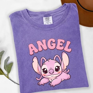 Comfort Colors® Angel Cute Cartoon Shirt, Pink Kawaii Graphic Tee, Aesthetic Soft Girl T-Shirt, Cute Character Top image 1