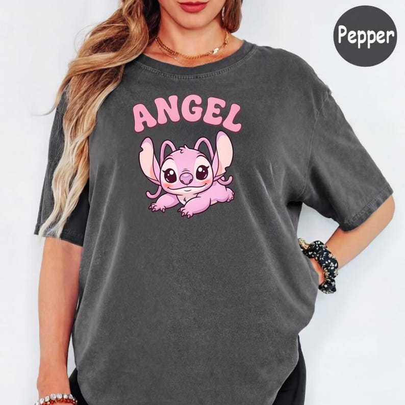 Comfort Colors® Angel Cute Cartoon Shirt, Pink Kawaii Graphic Tee, Aesthetic Soft Girl T-Shirt, Cute Character Top image 7