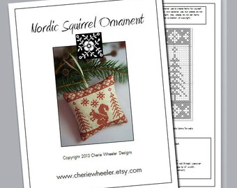 Nordic Squirrel Ornament Cross Stitch PDF Pattern