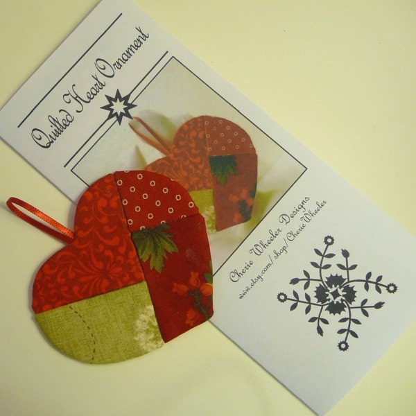 Pattern for No-Sew Quilted Heart Ornament PDF