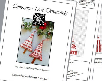PDF Cross Stitch Pattern for Cinnamon Tree Ornaments