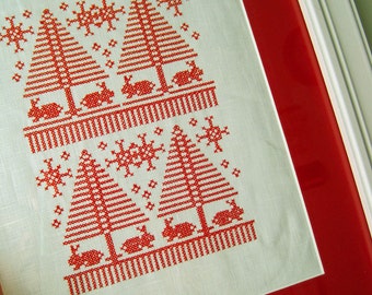PDF Nordic Winter Sampler PDF Cross Stitch Redwork Pattern