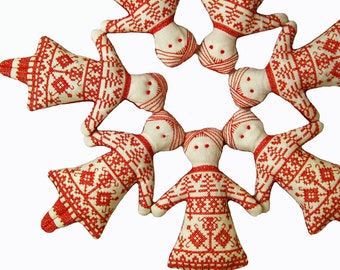 Redwork Doll Ornament - Cross Stitch PDF Pattern