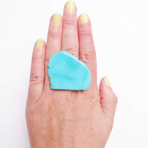 Turquoise Slab Cocktail Ring No. 2--Adjustable