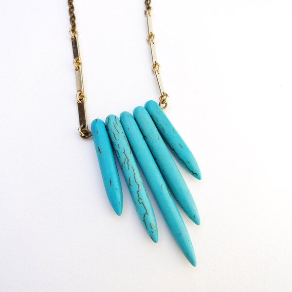 30% OFF COUPON SALE - Turquoise Spears Shield Necklace -