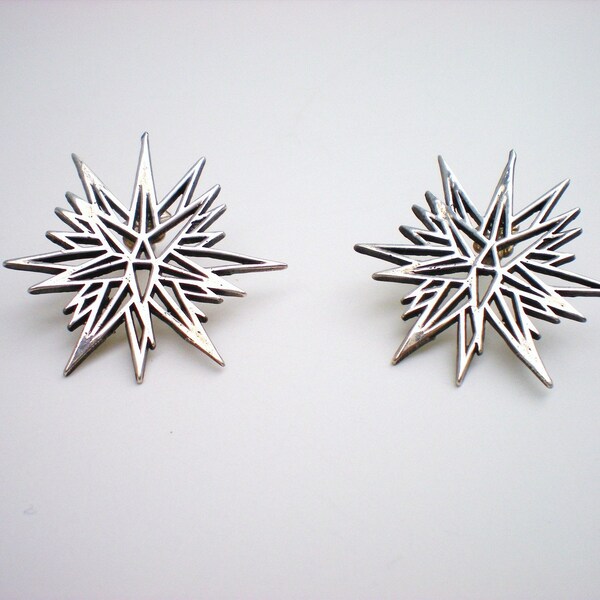 FREE SHIPPING--Vintage Sterling Silver Explosion Earrings
