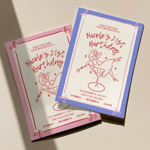 21st Birthday Invitation Pink 21st Birthday Invitation Template Editable 21st Birthday Party Invite Twenty One Bow Coquette Birthday Invite