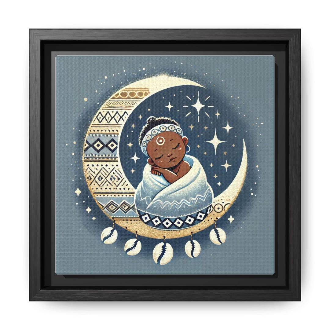 Dreamy Moon Child Framed Canvas Print Multi-color Nursery Art - Etsy