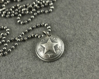 Rustic Silver Texas Necklace, Star of Texas , Lone Star State, Solid Sterling Silver Handcrafted, Austin Necklace, Dallas, Houston