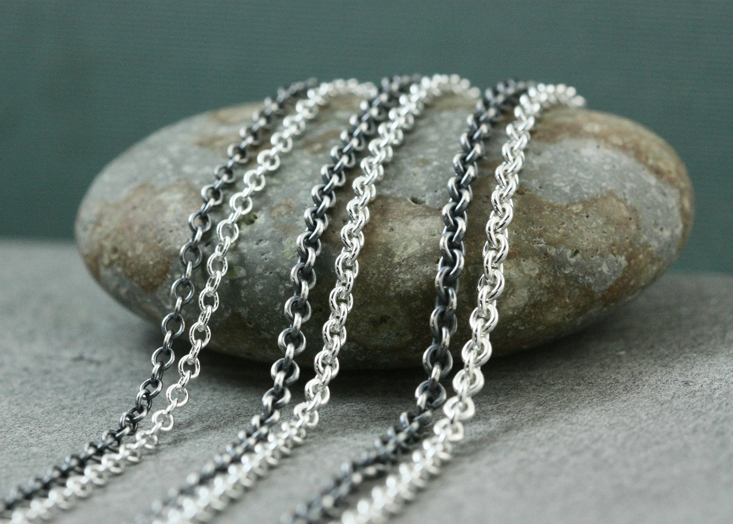 Sterling Silver Rustic Necklace Chain, All Lengths, Medium