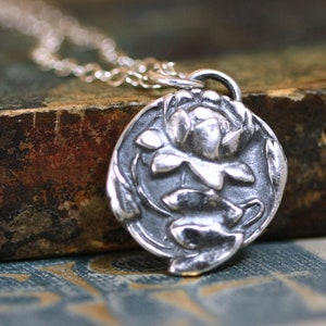 Lotus Necklace,  Buddhist Jewelry,  Sterling Silver