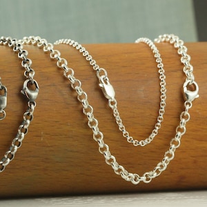 Solid Silver Rolo Belcher Chain Necklace, Mens, Womens, Unisex 16 18 20 ...