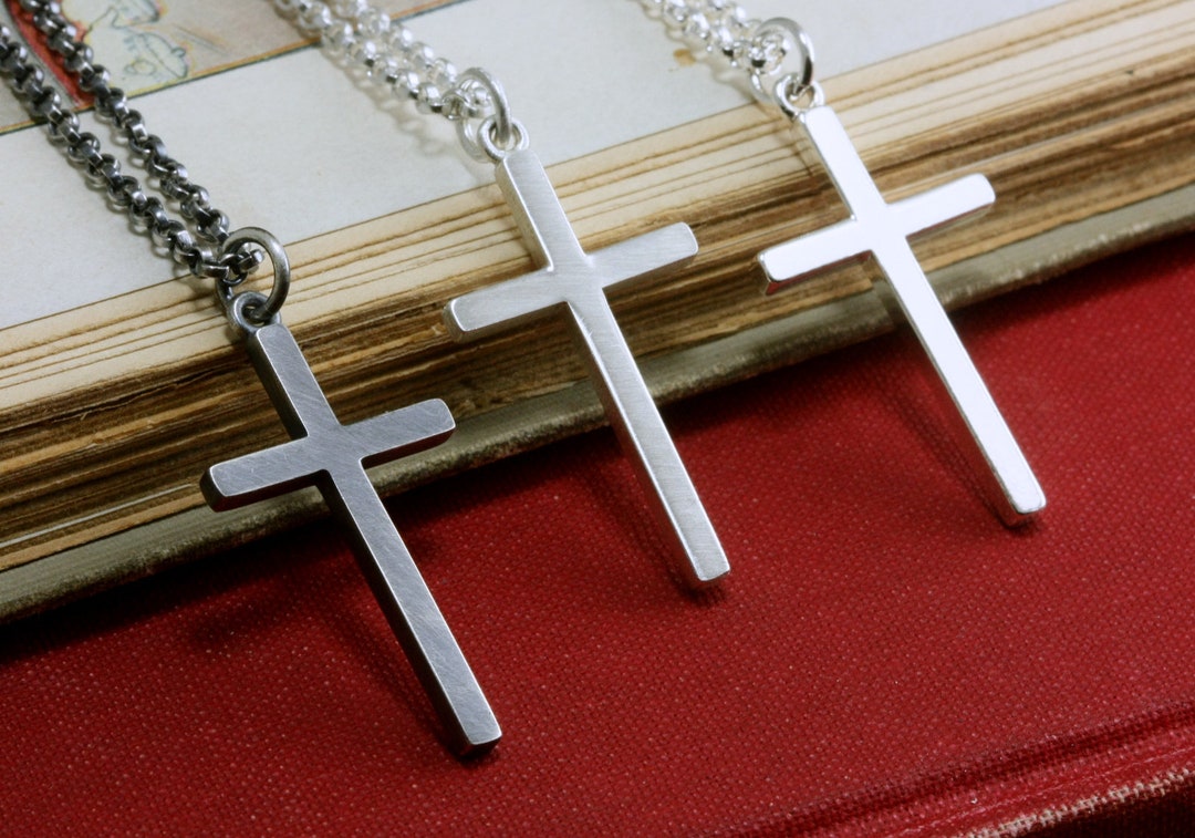 Sterling Silver Cross Necklace Chain Unisex Women Men Etsy