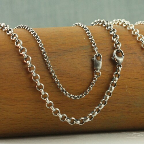Solid Silver Rolo Belcher Chain Necklace Mens Womens Unisex - Etsy