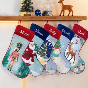 Personalized Needlepoint Christmas Stockings – Custom Embroidered Family Stockings, Christmas Home Decor, Christmas Gift for Family