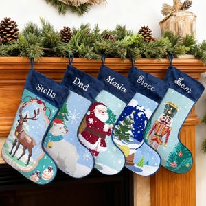 Personalized Needlepoint Christmas Stockings – Custom Embroidered Family Stockings, Christmas Home Decor, Christmas Gift for Family