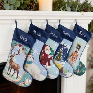 Personalized Needlepoint Christmas Stockings – Custom Embroidered Family Stockings, Christmas Home Decor, Christmas Gift for Family