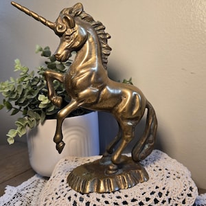 Vintage MCM Mid-Century Modern Brass Unicorn Sculpture – Collectible Brass Unicorn