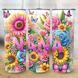 Seamless Nana Grandma 20oz Skinny Tumbler Sublimation Design PNG Digital Download Mother&#39;s Day Tumbler Wrap, Grandma Tumbler Wrap