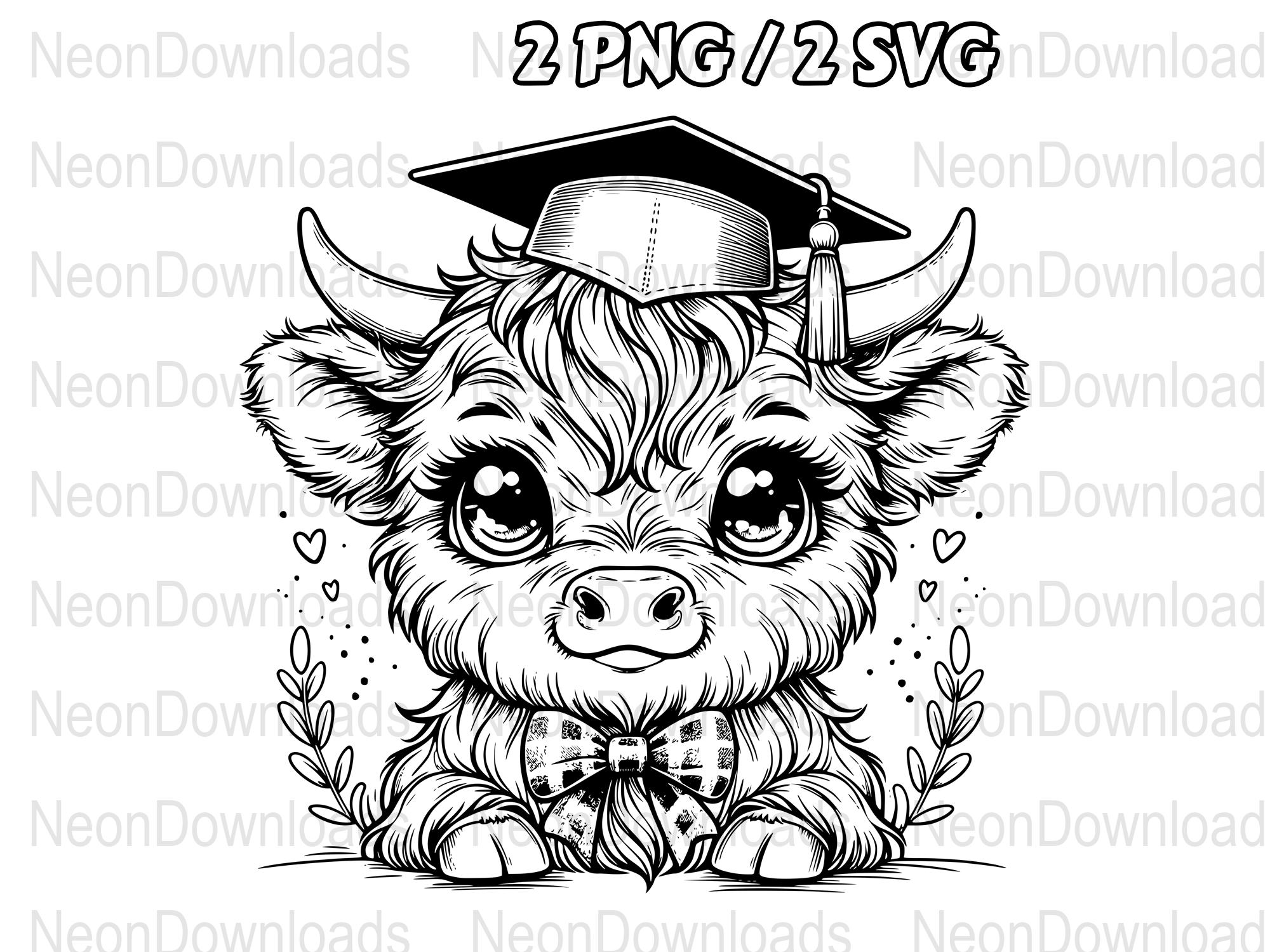 Cute Highland Cow Graduation PNG, Digital Download, Graduation SVG ...